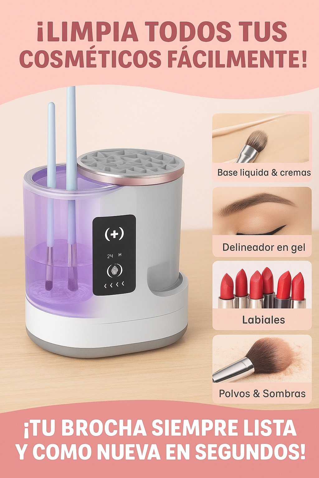 Limpiador de Brochas Eléctrico con Secado Rápido 3 en 1